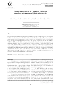 Growth and Nutrition of Corymbia Citriodora Seedlings Using Doses of Liquid Swine Waste