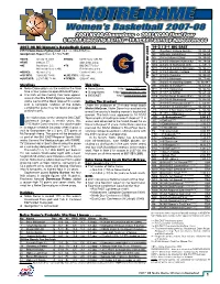 Notre Dame Athletics Web Site Contains Sched- but Rather Earned on the Court
