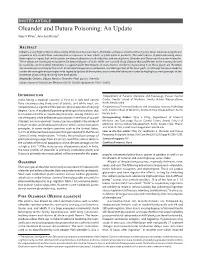 Oleander and Datura Poisoning: an Update Vijay V Pillay1, Anu Sasidharan2