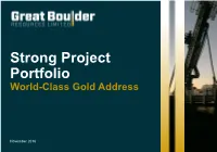 Strong Project Portfolio World-Class Gold Address