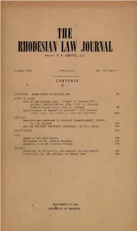 THE RHODESIAN LAW JOURNAL E D Ito R : R