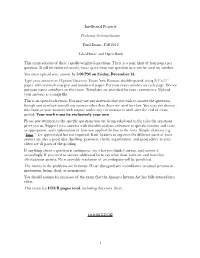 Final Exam - Fall 2012