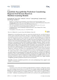 Landslide Susceptibility Prediction Considering Regional Soil Erosion Based on Machine-Learning Models