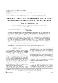 Rtos Implementation of Non-Linear System Using Multi Tasking, Scheduling and Critical Section