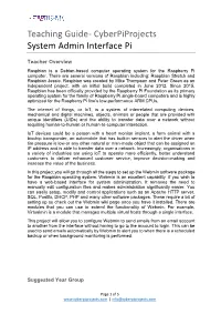 Teaching Guide- Cyberpiprojects System Admin Interface Pi
