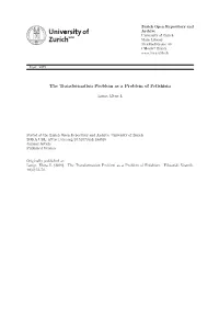 The Transformation Problem As a Problem of Fetishism