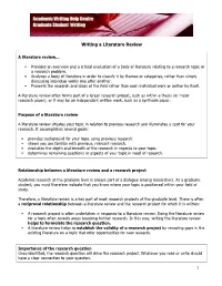 Writing a Literature Review