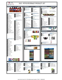 2020 - Pepsi Beverage Product List