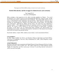 British Sikh Identity and the Struggle for Distinctiveness and Continuity