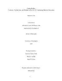 Caring Bodies: Cadavers, Technicians, and Hidden Labor in U.S. Continuing Medical Education