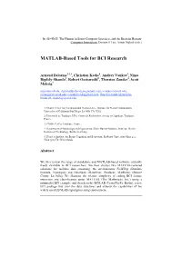 MATLAB-Based Tools for BCI Research