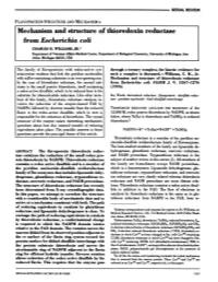 Mechanism and Structure of Thioredoxin Reductase from &lt;I&gt;Escherichia Coli&lt;/I&gt;