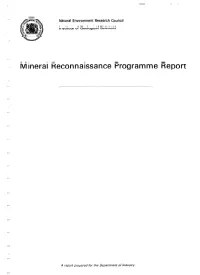 Mineral Reconnaissance Programme Report