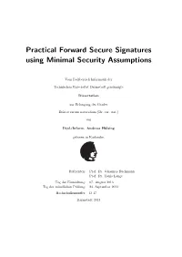 Practical Forward Secure Signatures Using Minimal Security Assumptions
