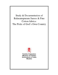 Study & Documentation of Balaramapuram Sarees & Fine