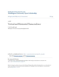 Vertical and Horizontal Transcendence Ursula Goodenough Washington University in St Louis, Goodenough@Wustl.Edu