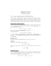 2.8 Linear Approximations and Differentials
