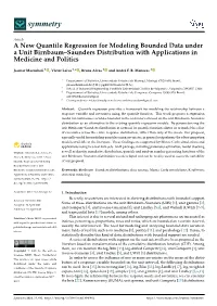 A New Quantile Regression for Modeling Bounded Data Under a Unit Birnbaum–Saunders Distribution with Applications in Medicine and Politics
