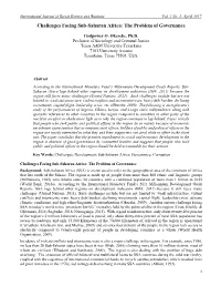 Challenges Facing Sub-Saharan Africa: the Problem of Governance