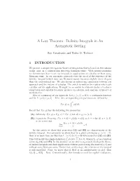 Definite Integrals in an Asymptotic Setting