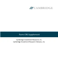 Form CRS Supplement