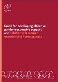 Guide for Developing Effective Gender-Responsive Support and Solutions for Women Experiencing Homelessness