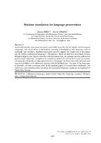 Machine Translation for Language Preservation