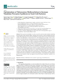 Optimization of Tabersonine Methoxylation to Increase Vindoline Precursor Synthesis in Yeast Cell Factories