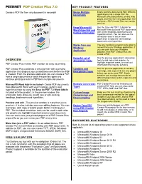 PDF Creator Plus 7.0 KEY PRODUCT FEATURES