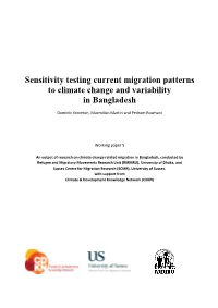 Sensitivity Testing Current Migration Patterns to Climate Change and Variability in Bangladesh