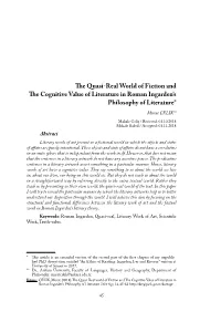 The Quasi-Real World of Fiction and the Cognitive Value Of