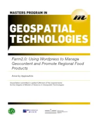 Using Wordpress to Manage Geocontent and Promote Regional Food Products
