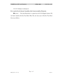 AN ACT Relating to Road Projects. Be It Resolved by the General Assembly