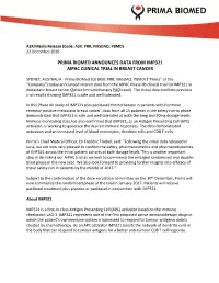 ASX/Media Release (Code: ASX: PRR; NASDAQ: PBMD) 22 December 2016
