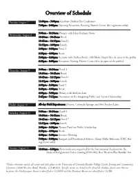 Overview of Schedule