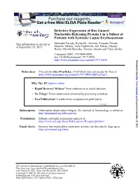 Patients with Systemic Lupus Erythematosus Nucleotide-Releasing Protein 1 in a Subset of Defective Expression of Ras Guanyl