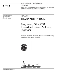 Progress of the X-33 Reusable Launch Vehicle Program