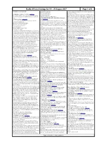 Radio 4 Extra Listings for 19 – 25 August 2017 Page 1 of 8