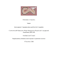 Submission: Inquiry Into the Commonwealth Radioactive Waste Management