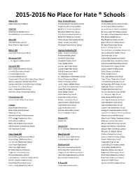 2015-2016 No Place for Hate ® Schools