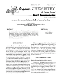 An Overview on Synthetic Methods of Isoamyl Acetate