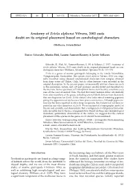 Anatomy of Zetela Alphonsi Vilvens, 2002 Casts Doubt on Its Original Placement Based on Conchological Characters
