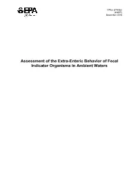 Assessment of the Extra-Enteric Behavior of Fecal Indicator Organisms in Ambient Waters