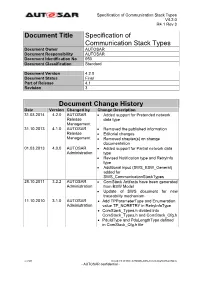 Document Title Specification of Communication Stack Types