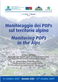 Monitoraggio Dei Pops Sul Territorio Alpino Monitoring Pops in the Alps