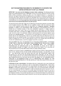 Ocument’’) and You Are Therefore Advised to Read This Carefully Before Reading, Accessing Or Making Any Other Use of the Attached Document