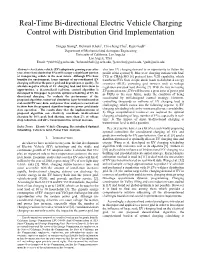Real-Time Bi-Directional Electric Vehicle Charging Control with Distribution Grid Implementation