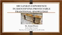 Sri Lanka's Experience in Identifying
