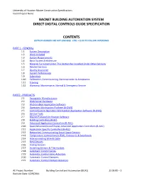 Bacnet Building Automation System Direct Digital Controls Guide Specification