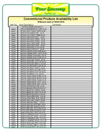 Conventional Produce Availability List